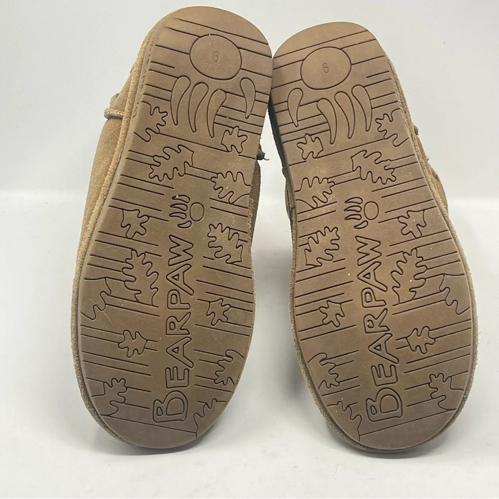BearPaw Adele Boots Womens 9 Brown Tan Suede Fur Lined Mid Calf Braided Strap - Picture 16 of 16